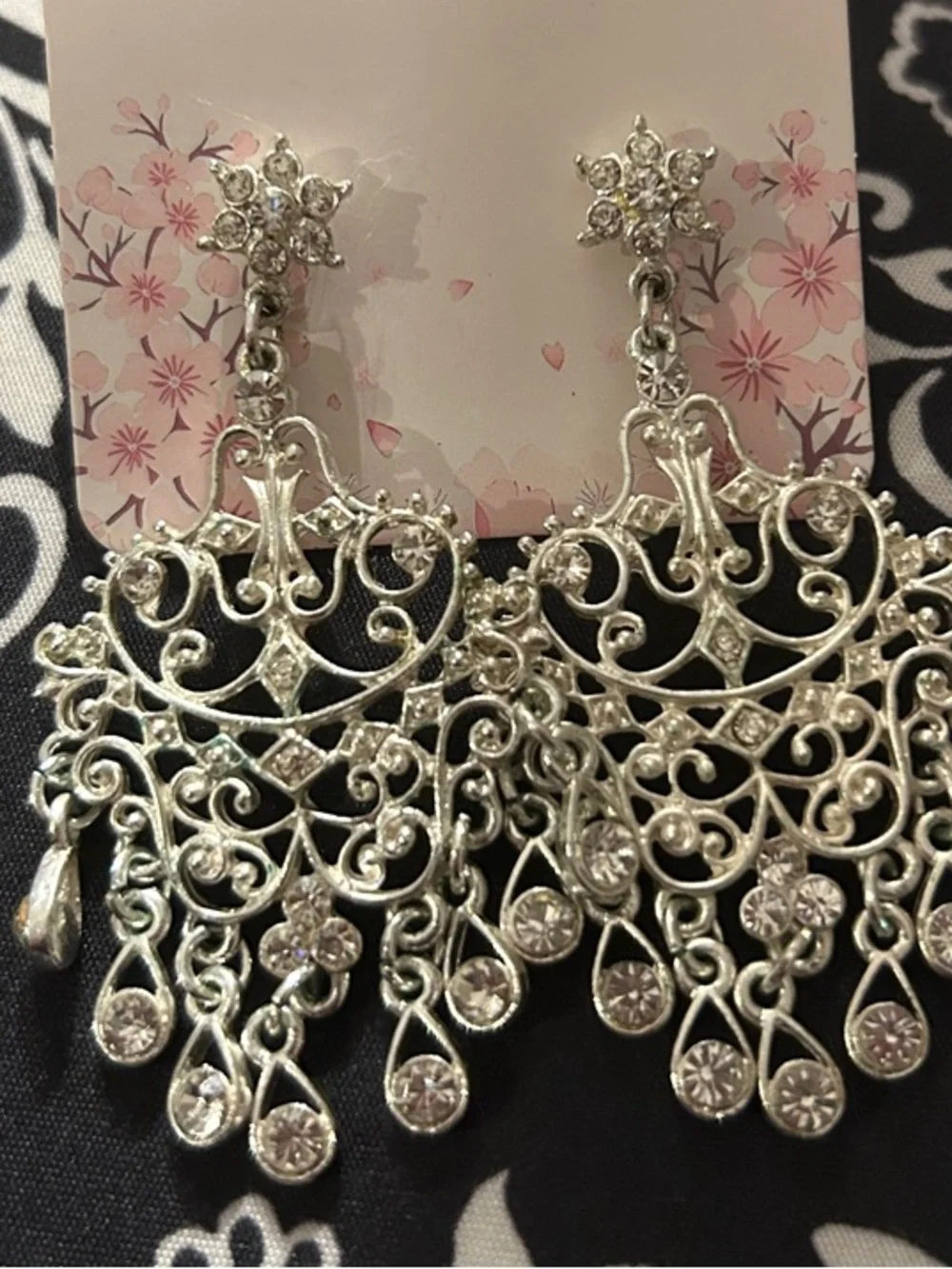 Elegant Rhinestone Chandelier Earrings - Women Jewelry